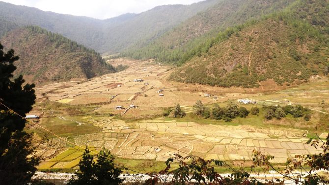 Landscape of Sangti village, Arunachal Pradesh in northeast Indian Himalayas
