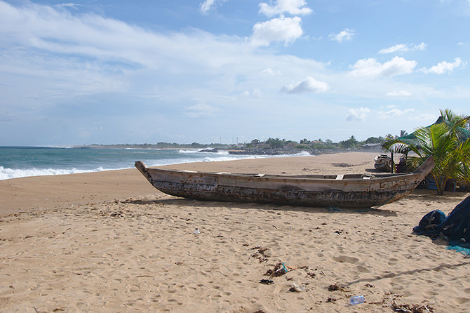 Artisanal fishing boat  on Keta Beach