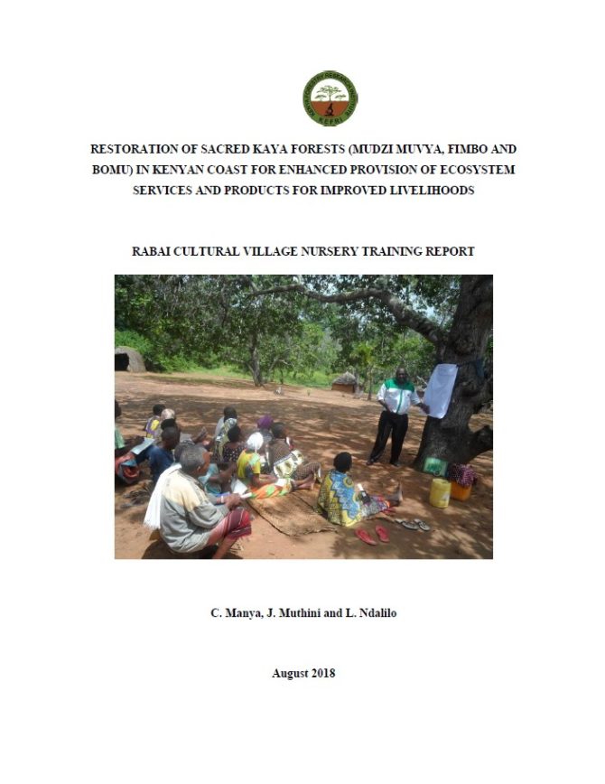 Rabai Cultural Village Nursery Training Report